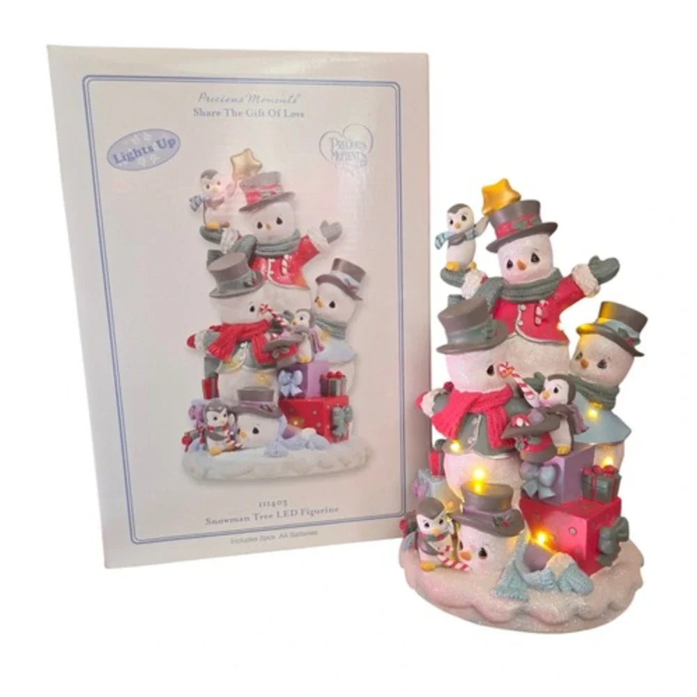 2010 Precious Moments Share The Gift Of Love Snowman Tree LED Figurine 11403